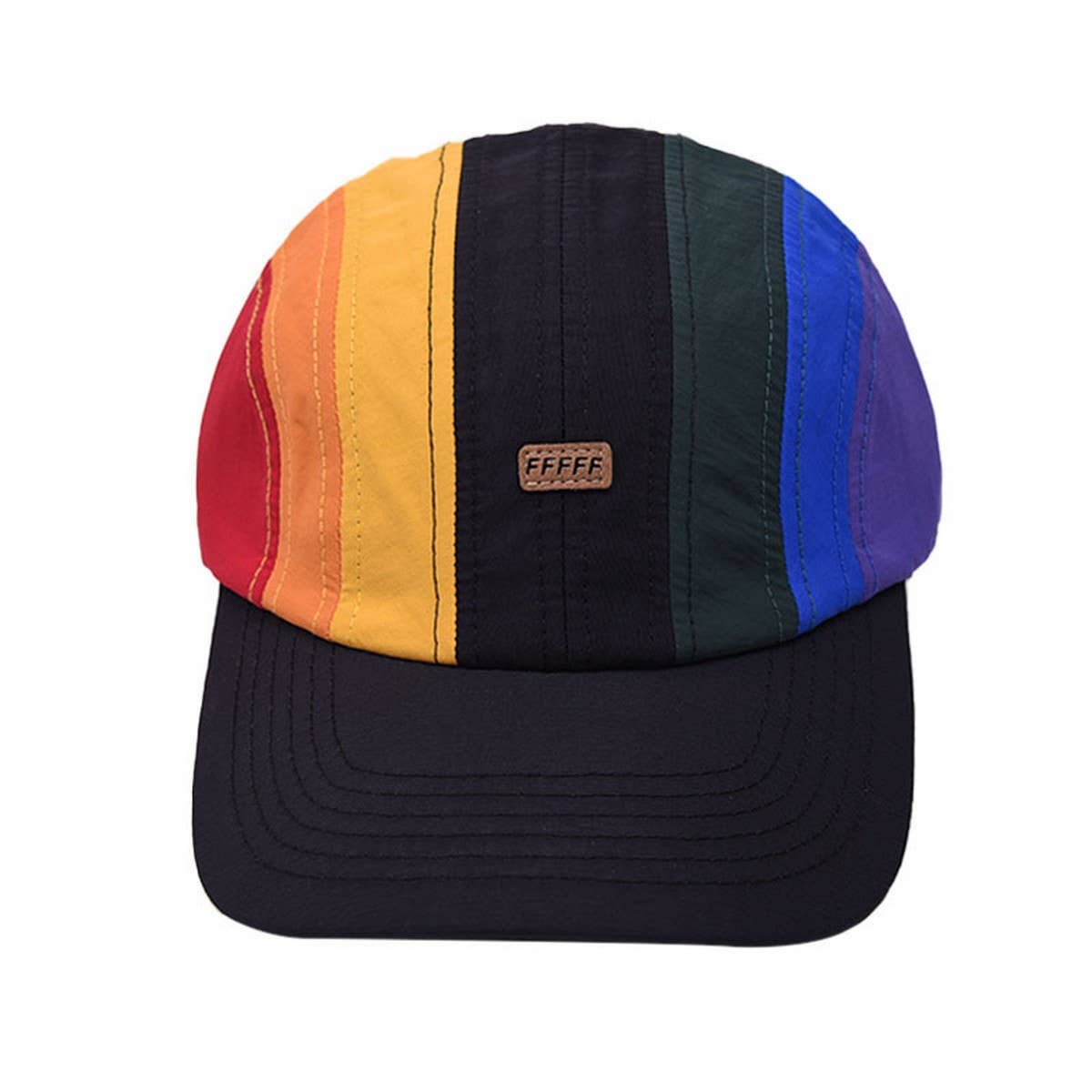 RAINBOW COLORBLOCK BASEBALL CAP FOR COUPLES CWAH1224