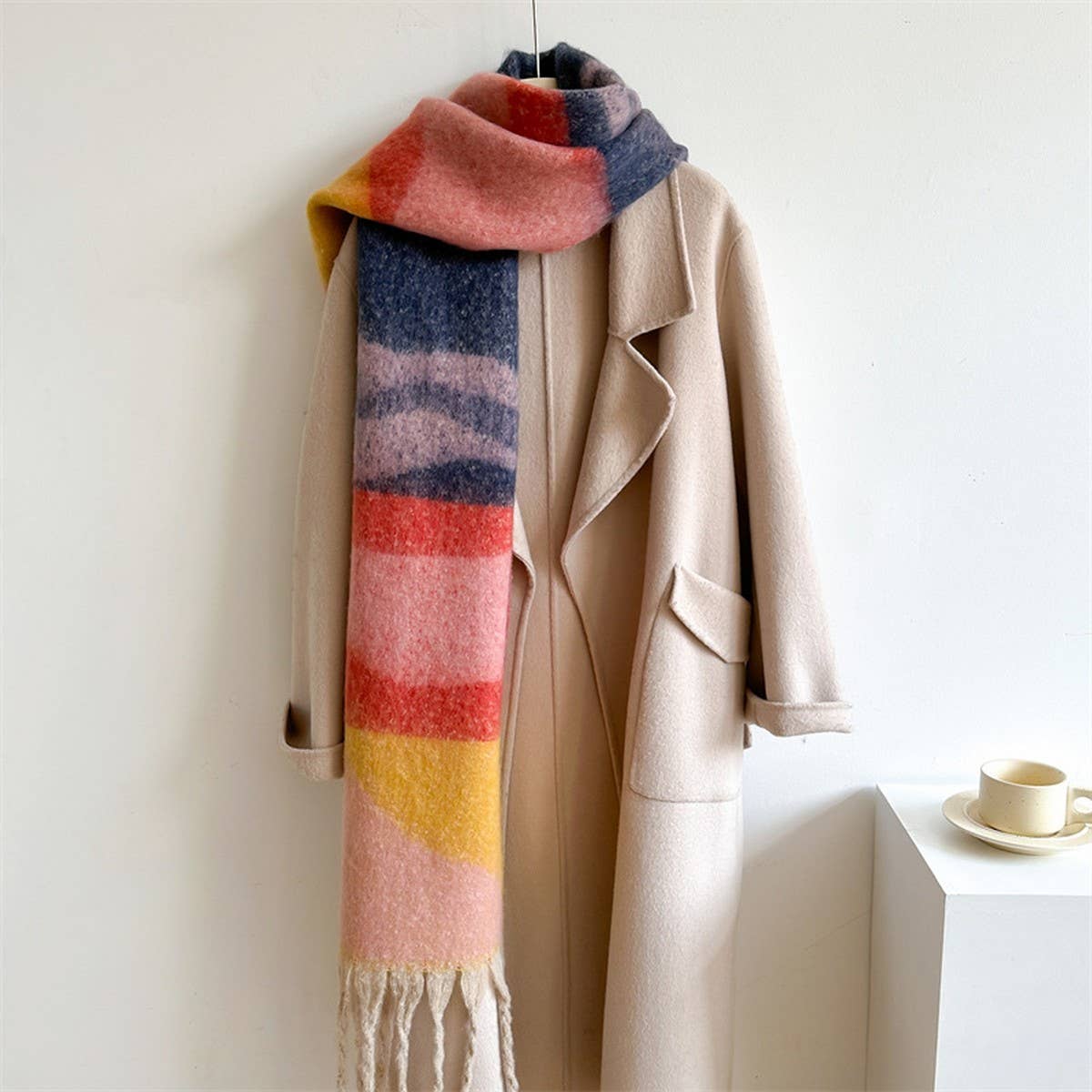 COLORBLOCK WINTER SCARF THICK WARM UNISEX WRAP_CWASC0969