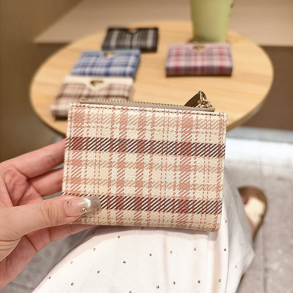 New Fashion Houndstooth Heart 2-Fold Wallet_Cwab06248