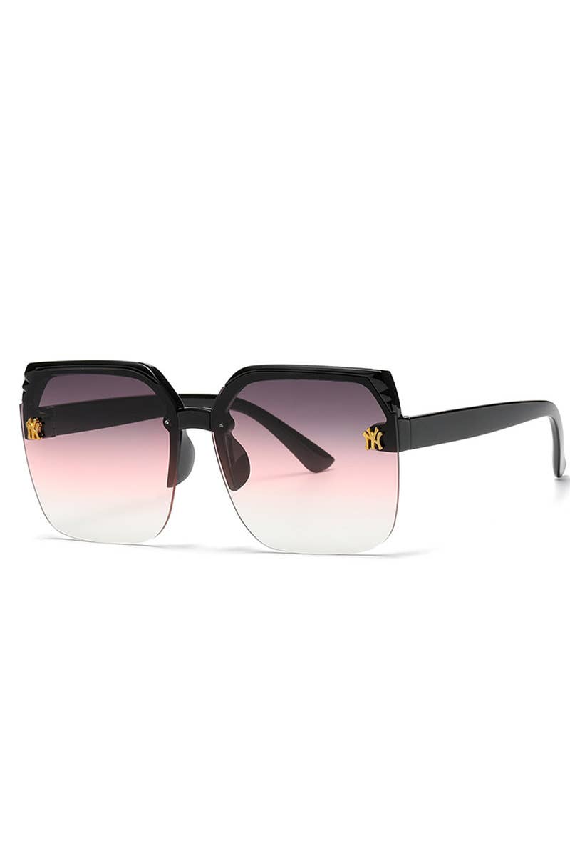 NY LOGO HALF FRAMELESS FASHION SUNGLASSES_CWASG0073