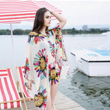 SUNFLOWER PRINT FRONT OPEN KIMONO FOR SUMMER_CWASC0796