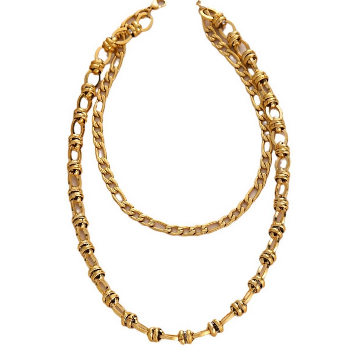 DOUBLE U SHAPED STAINLESS STEEL NECKLACE_CWMM3591