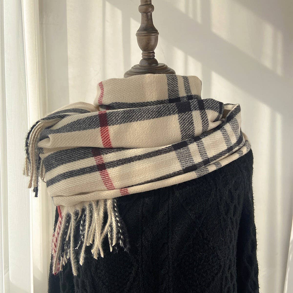 PLAID SCARF WARM FRINGE WINTER WRAP_CWASC1467