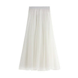 HIGH WAIST TULLE A LINE PLEATED MIDI SKIRT_CWBMS0378