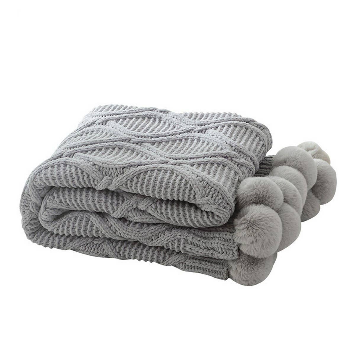 SOLID COLOR COMFORTABLE KNITTED BALL THROW BLANKET_CWMM2363