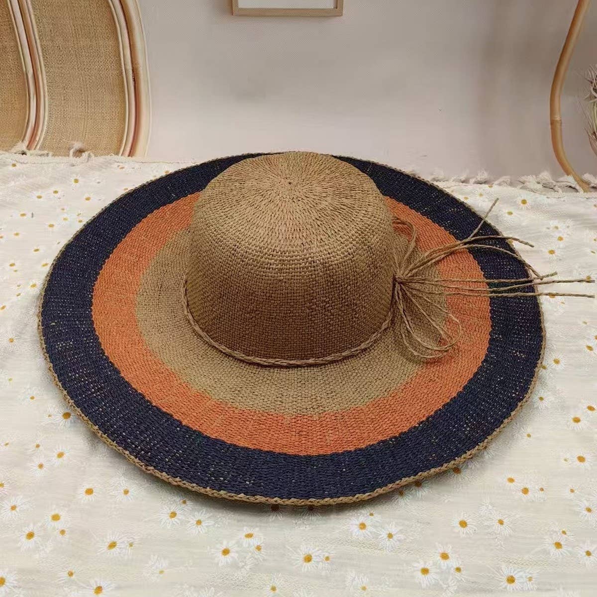 SUMMER RETRO LARGE BRIM STRAW HAT FOR WOMEN_CWAH3570