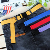 Cwabe0566_Solid Color Plastic Buckle Canvas Belt