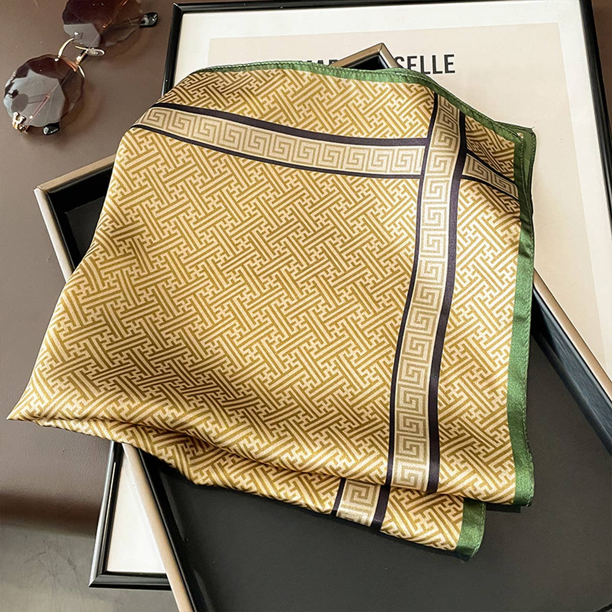 SILK SQUARE SCARF MAZE PRINT SUMMER WRAP_CWASC0611