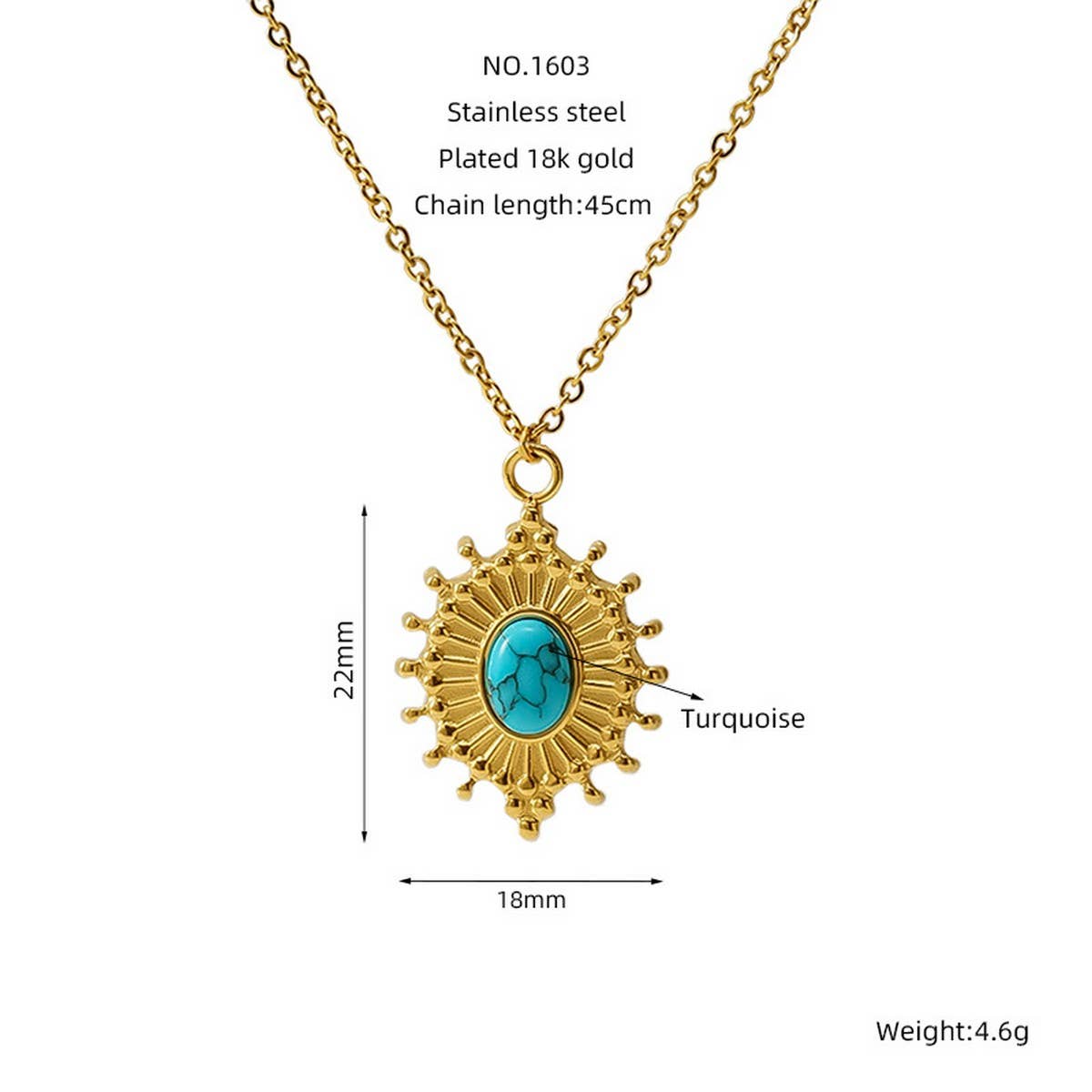 Vintage Turquoise Necklace Titanium Steel Clavicle Chain