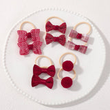 DOUBLE BOW HAIR CLIPS SET WITH PEARLS FOR GIRLS_CWAHA6736