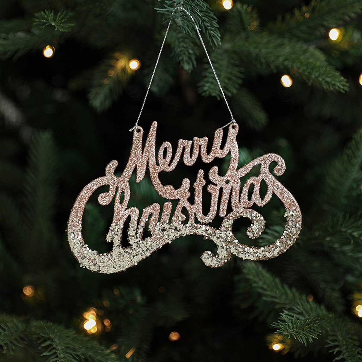 GLITTER REINDEER HOUSE CHRISTMAS TREE ORNAMENT_CWMM9749