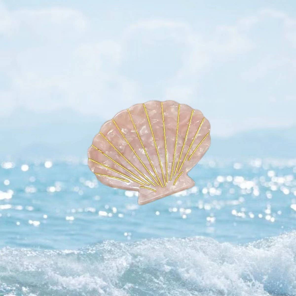 Sea Shell & Lobster Hair Claw, Ocean Animal Clip_Cwaha07131