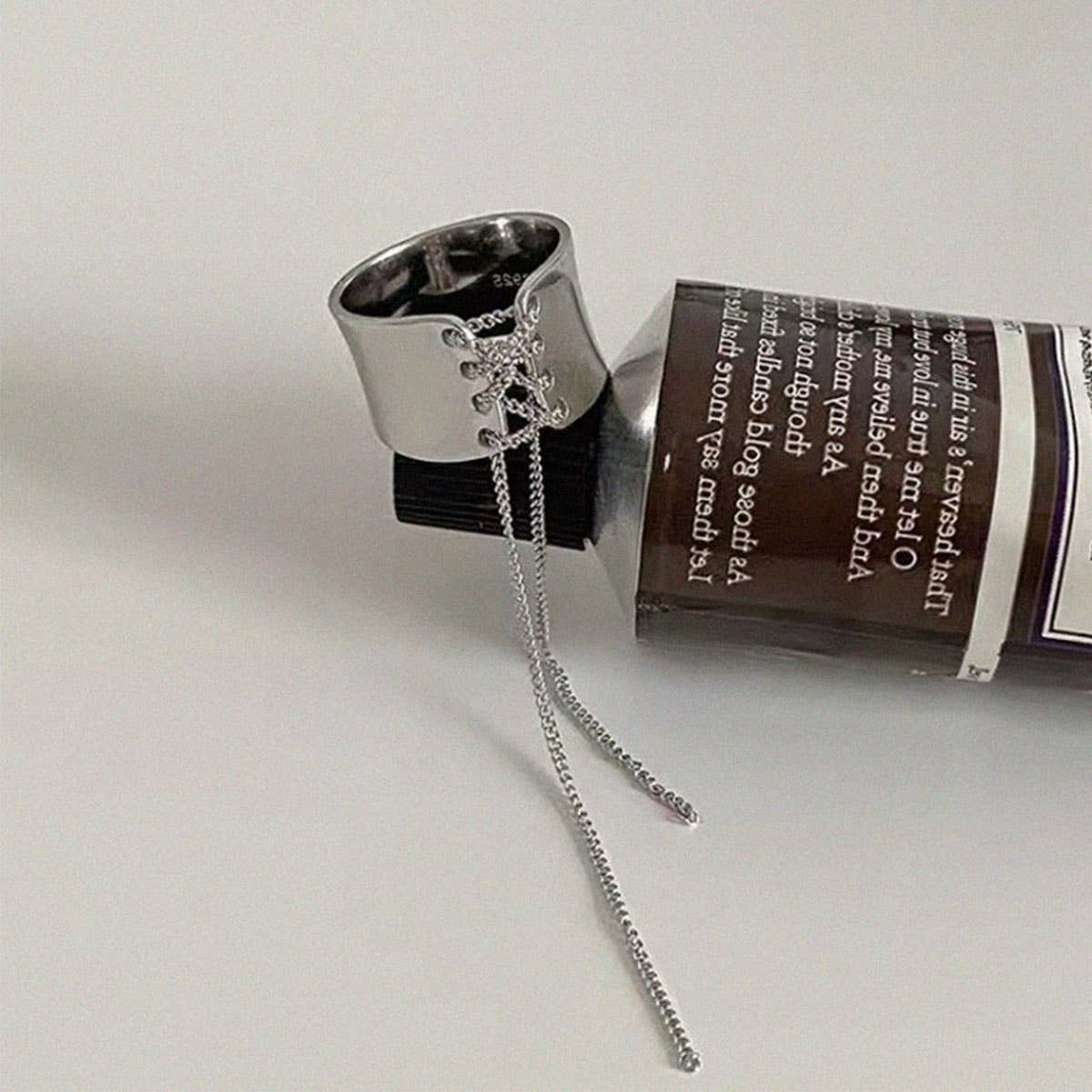 Metal Chain Tassel Strap Small Waist Opening Ring