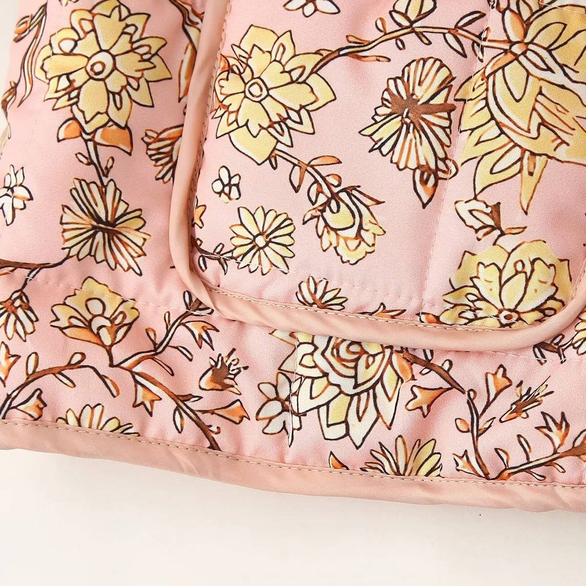 STAND COLLAR FLORAL PRINT LOOSE QUILTED JACKET_CWOJA1560