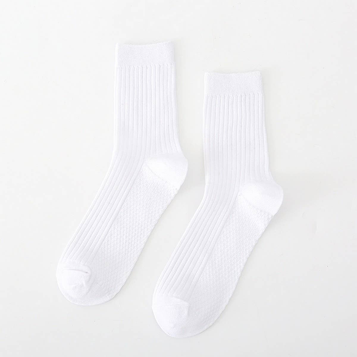 SOLID COLOR MASSAGE BOTTOM CASUAL MID CALF SOCKS_CWMS0993