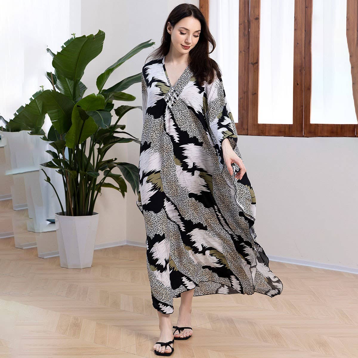 Ven Front Rayon Beachver-Up Dress_Cwmm6212