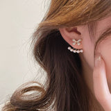 SWEET PEARL INLAID BOW ONE PAIR TWO WEAR EARRINGS_CWAJE3013