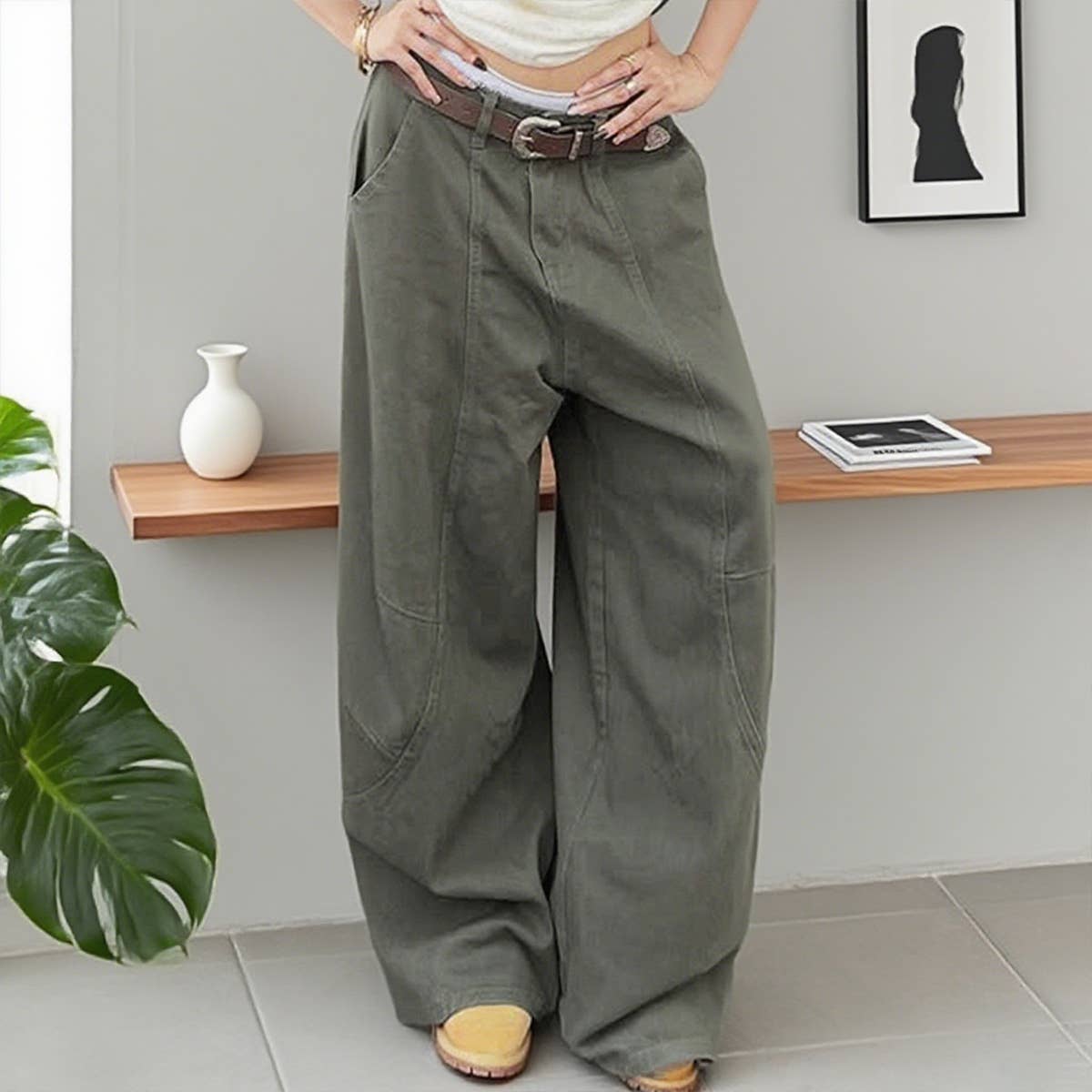 West Coast Split Loose Wide-Leg Jeans