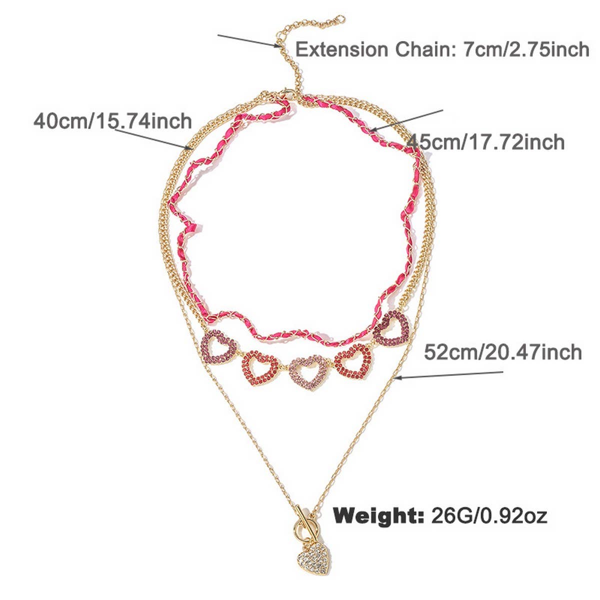 NEW LOVE PEACH STACKING NECKLACE SET FOR WOMEN_CWAJE2919