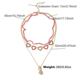 NEW LOVE PEACH STACKING NECKLACE SET FOR WOMEN_CWAJE2919