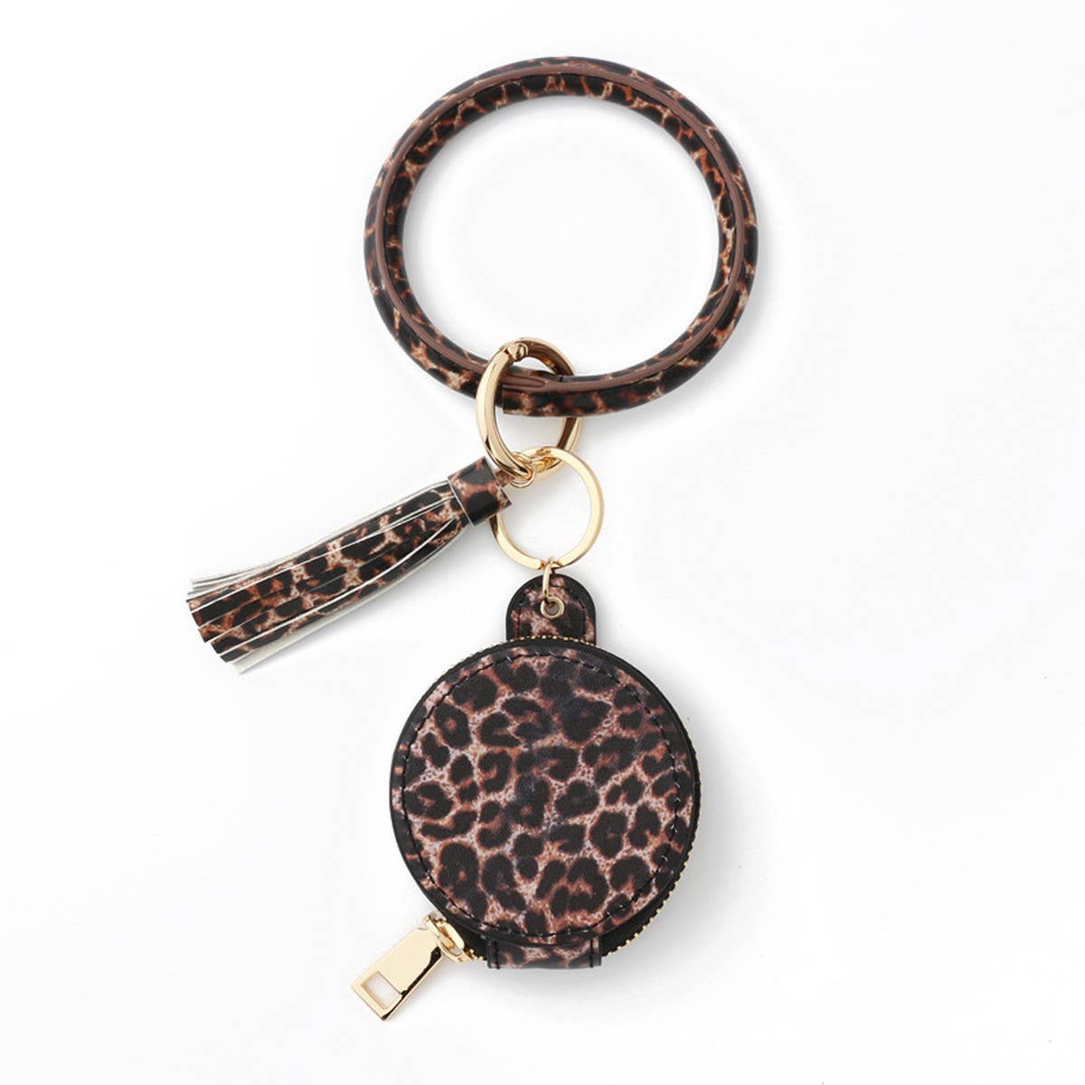 PU LEATHER ROUND WRISTLET WITH MIRROR POUCH_CWMM7021