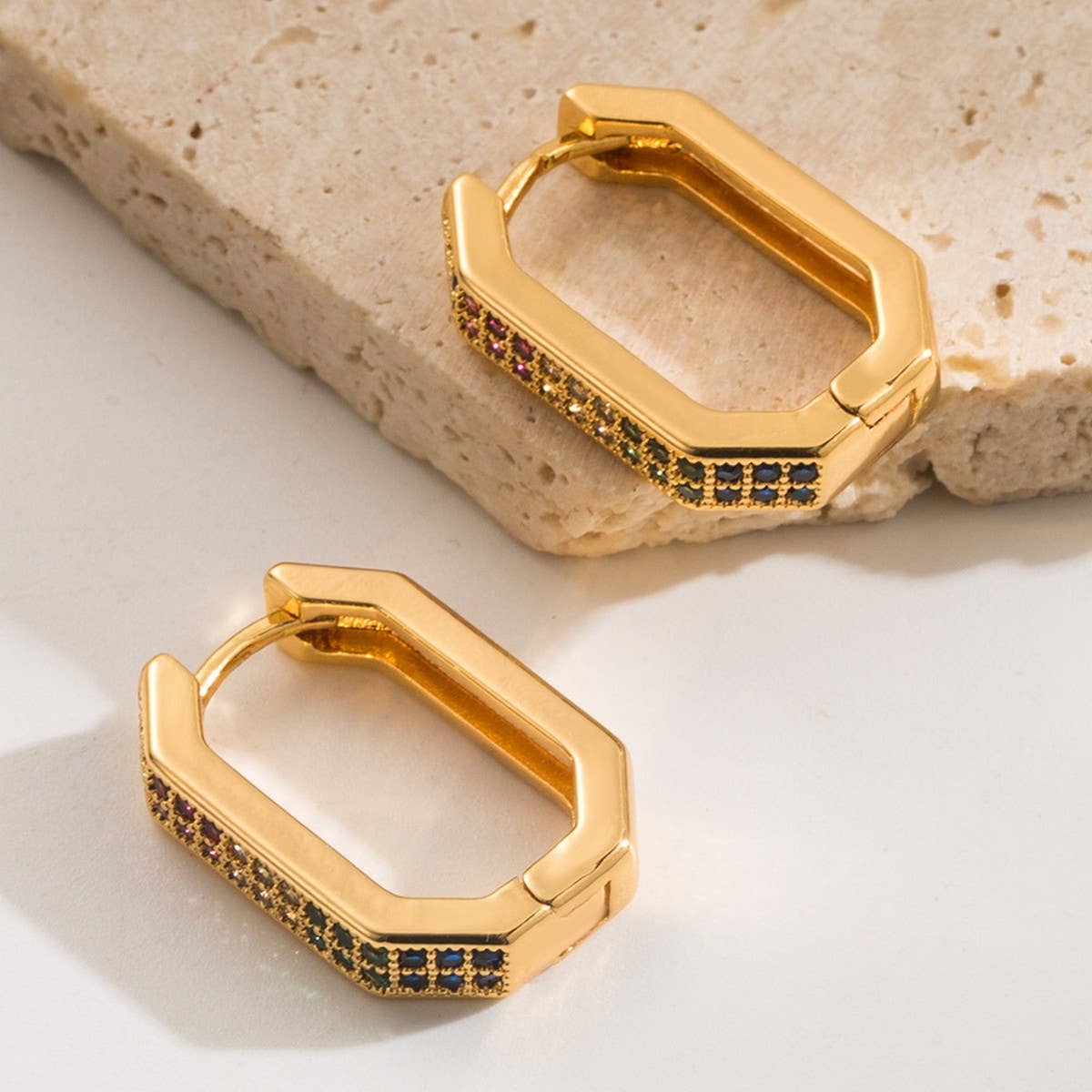LUXURY MICRO GEOMETRIC COPPER HOOP EARRINGS_CWMM8524