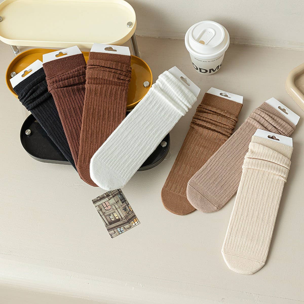 SOLID COLOR RETRO WARM MID CALF SOCKS_CWMS1053