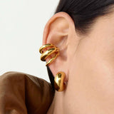 Versatile 18K Gold Stainless Steel Earrings_Cwmm2344