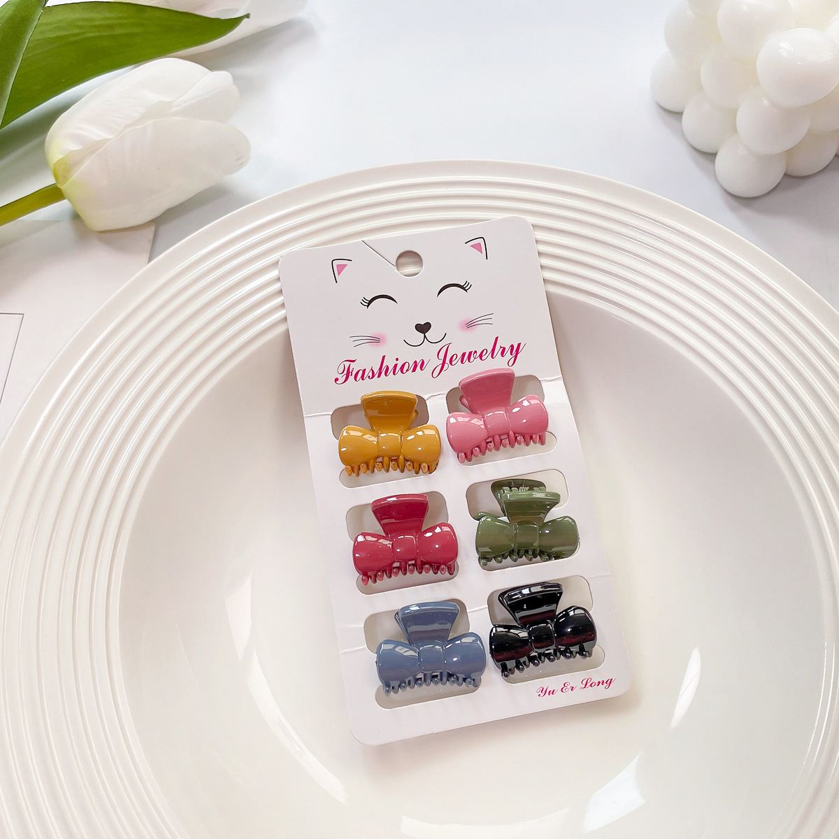 6PCS CANDY COLOR MINI HAIR CLAWS CUTE BANG CLIPS_CWAHA0727