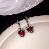 SWEET AND COOL DARK RED HEART EARRINGS_CWAJE1854