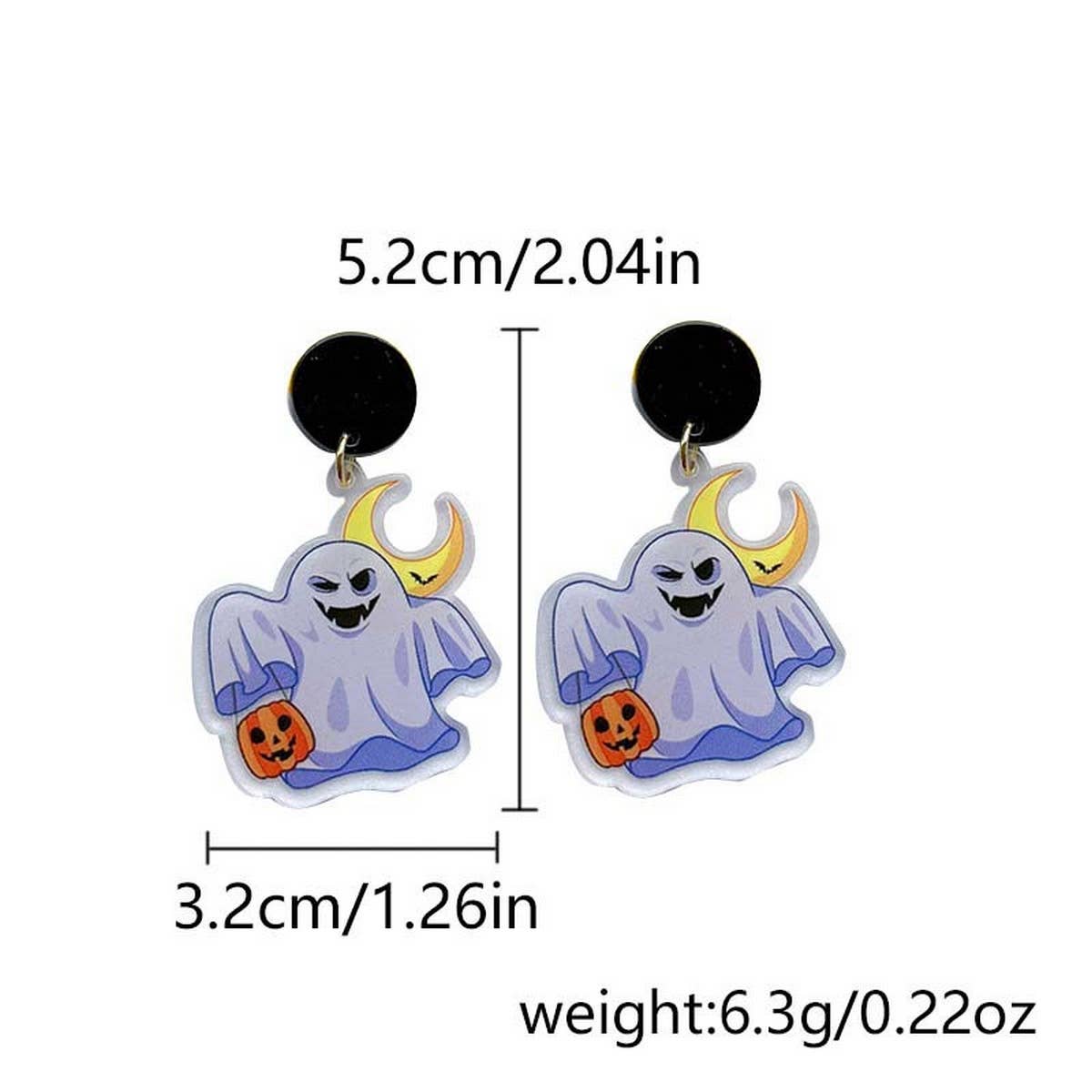 FUNNY HORROR SKULL GHOST EARRINGS_CWAJE2424
