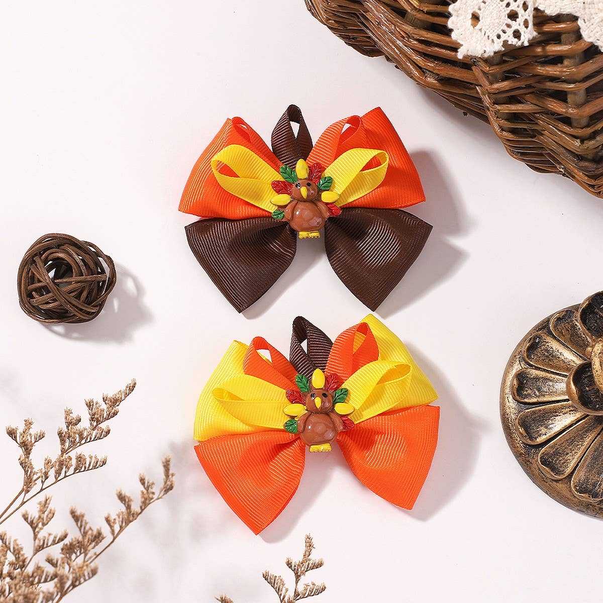 Turkey Bow Hair Clip For Kids Party Style