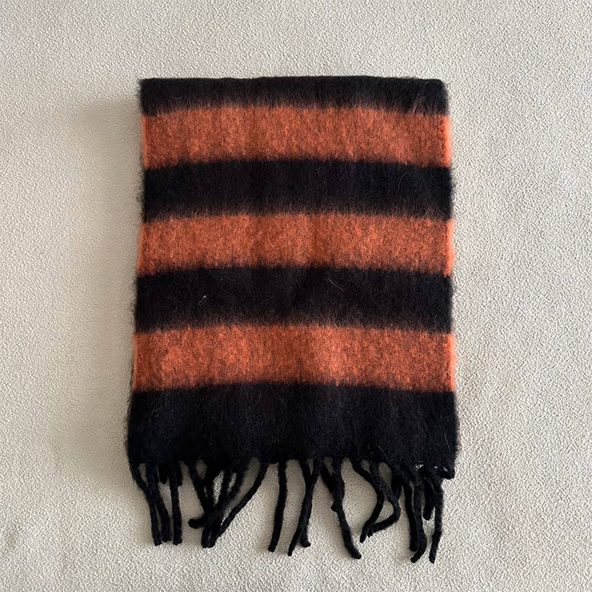 BLUE BROWN STRIPE SCARF THICK WINTER WRAP_CWASC2332