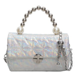 Laser Pearl Chain Diamond Single-Shoulder Bag