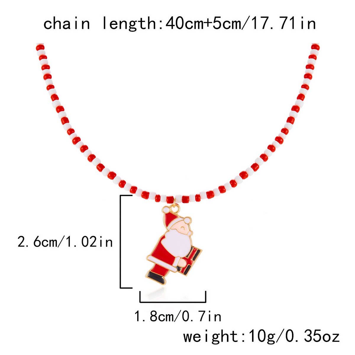 Cwaje2515_Christmas Tree Santa Claus Rice Bead Necklace