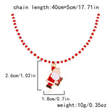 Cwaje2515_Christmas Tree Santa Claus Rice Bead Necklace