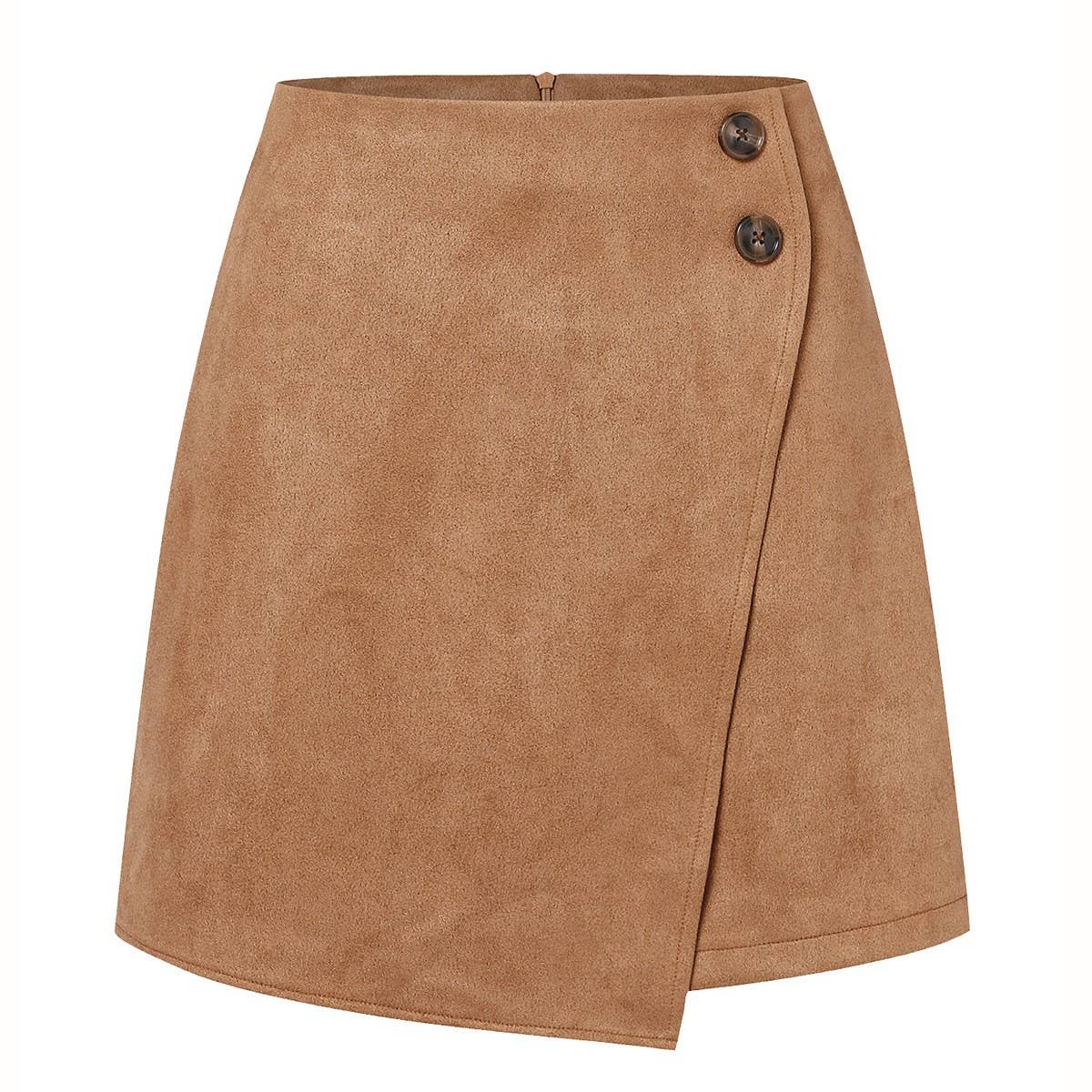 SUEDE IRREGULAR SKIRT HIGH WAIST ZIPPER SKIRT_CWBSS0382