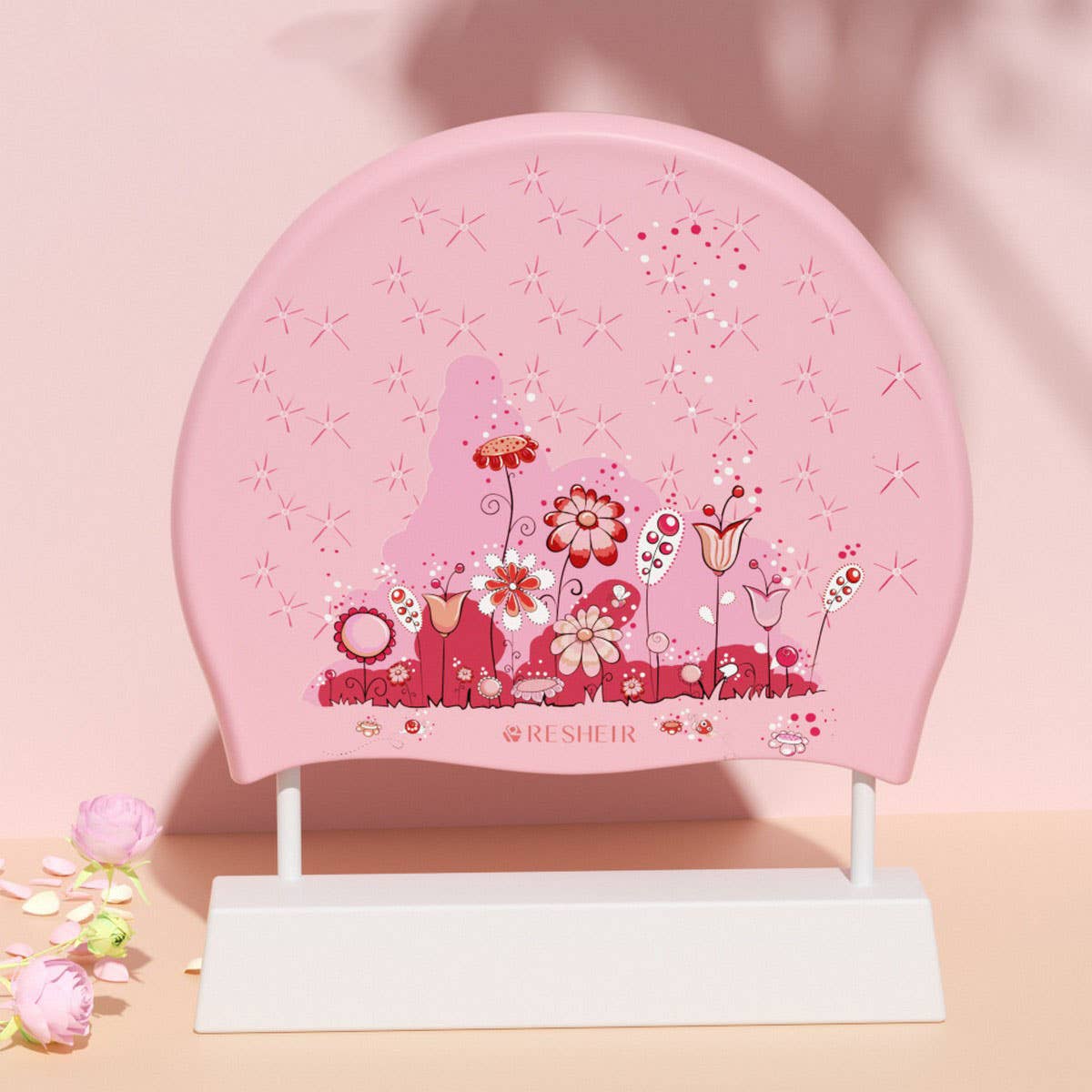 ADULT WOMENS SWIM CAP FLORAL WATERPROOF_CWMM6711