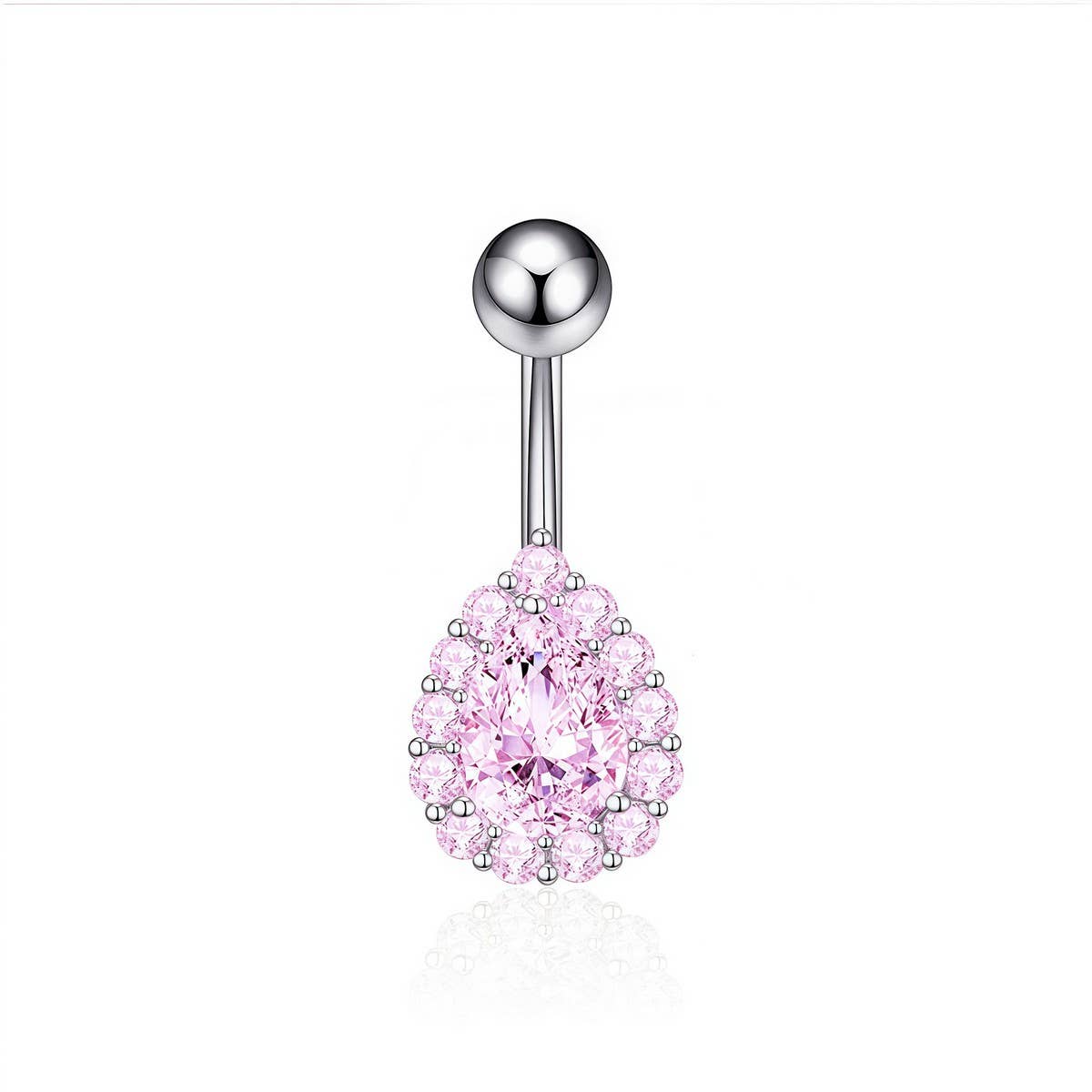 TEARDROP CZ BELLY RING COLORFUL STAINLESS STEEL_CWMM9309