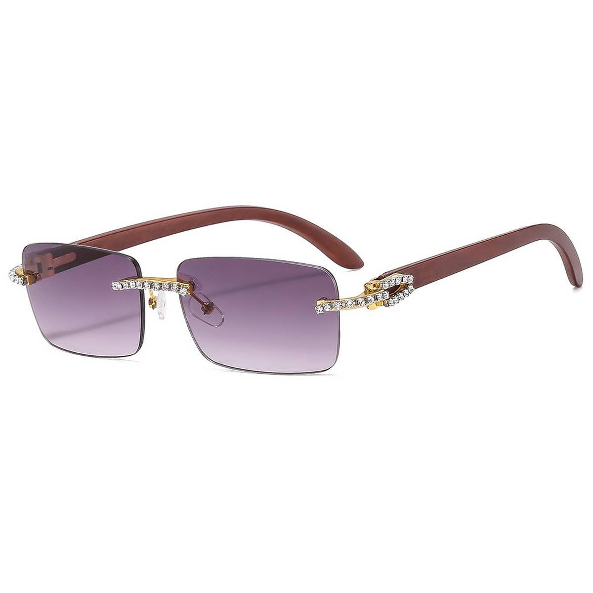 RHINESTONE FRAMELESS SQUARE SUNGLASSES FOR WOMEN_CWASG1159