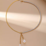 FRESHWATER PEARL MULTI LAYER LINE STITCHINGNECKLACE_CWMM3638