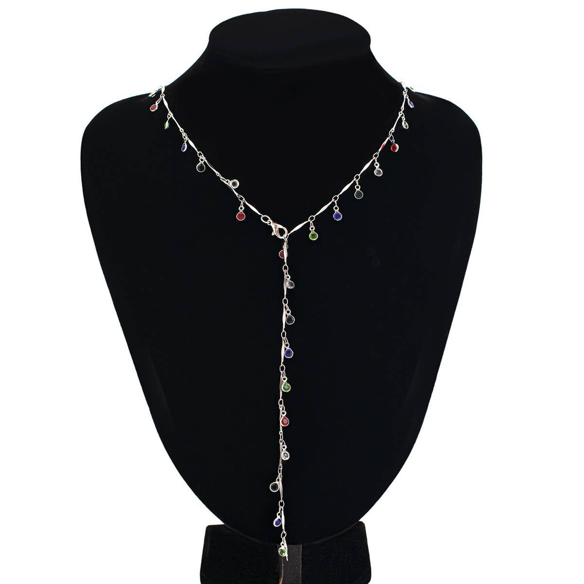 FASHIONABLE COLORFUL CRYSTAL Y SHAPED NECKLACE_CWMM3148