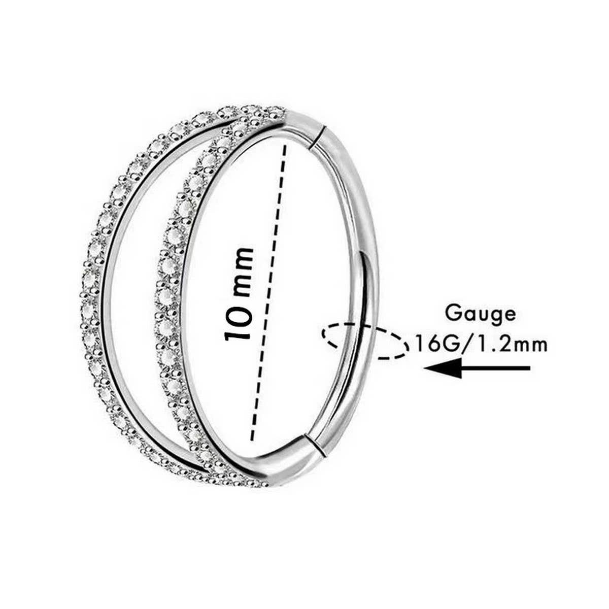 DOUBLE ZIRCON NOSE RING PIERCING JEWELRY_CWMM9540