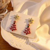 GENTLE CHRISTMAS SNOWMAN CHRISTMAS TREE EARRINGS_CWAJE1836