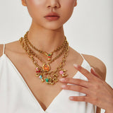 ORIGINAL STAINLESS STEEL LETTER NECKLACE WITHENAMEL_CWMM8836