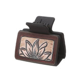 Western Sunflower Cactus Hair Claw Leather Clip_Cwaha0601