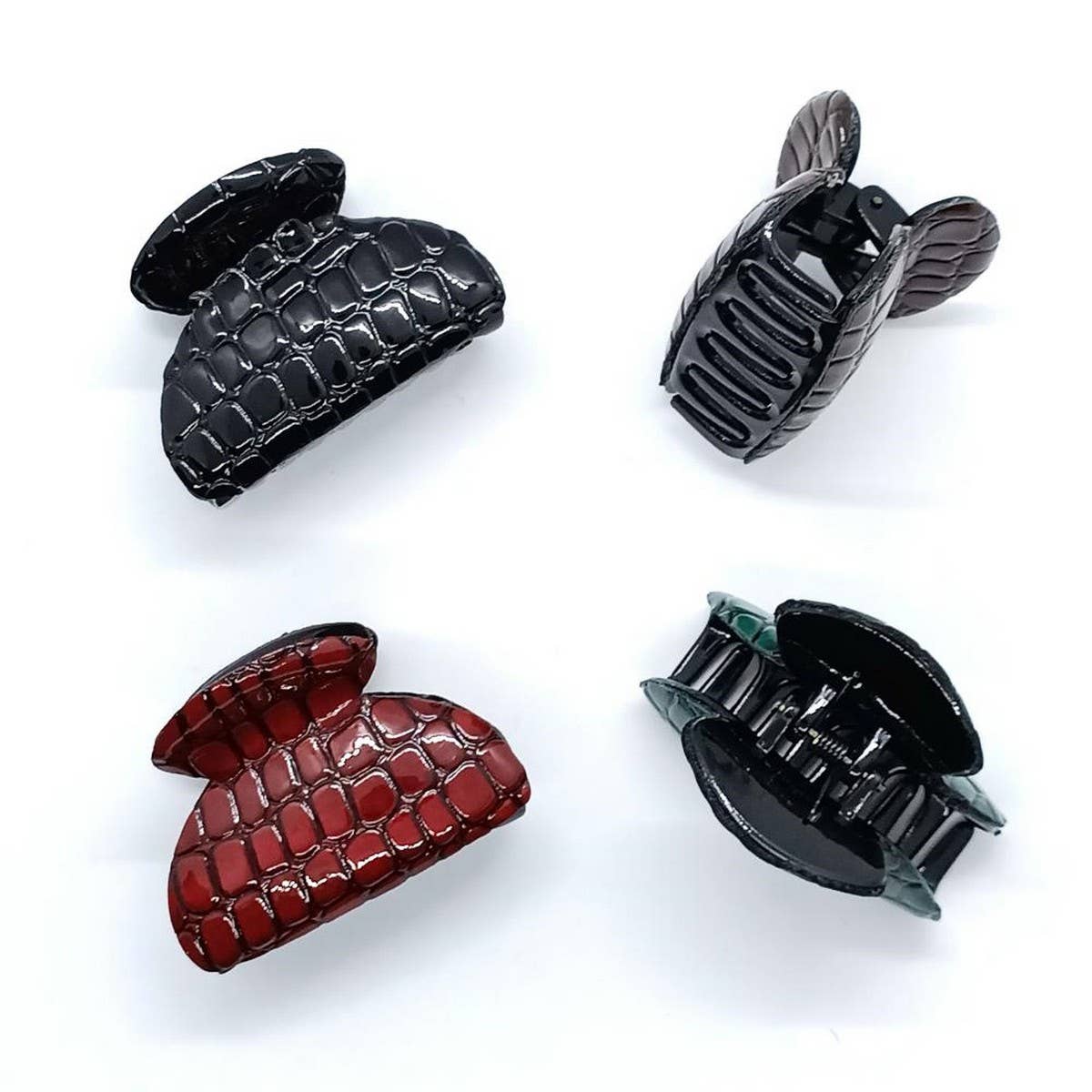 Vintage Glossy Two-Tone Croc Pu Hair Claw