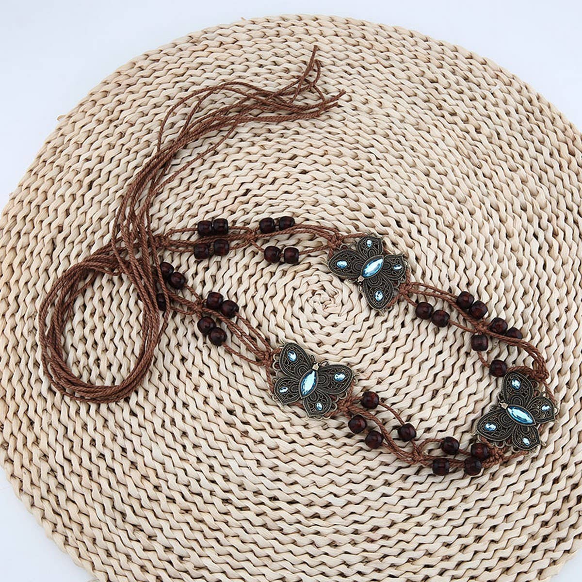 Cwabe0553_Bohemian Woven Belt With Butterfly Decoration