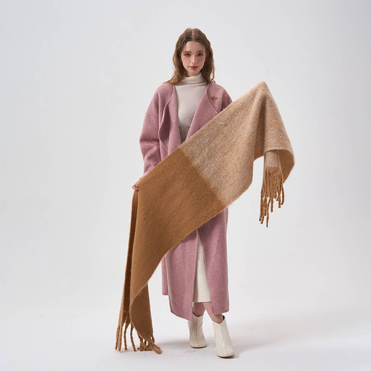 COLORBLOCK FAUX CASHMERE LONG SCARF FOR WINTER_CWASC2293