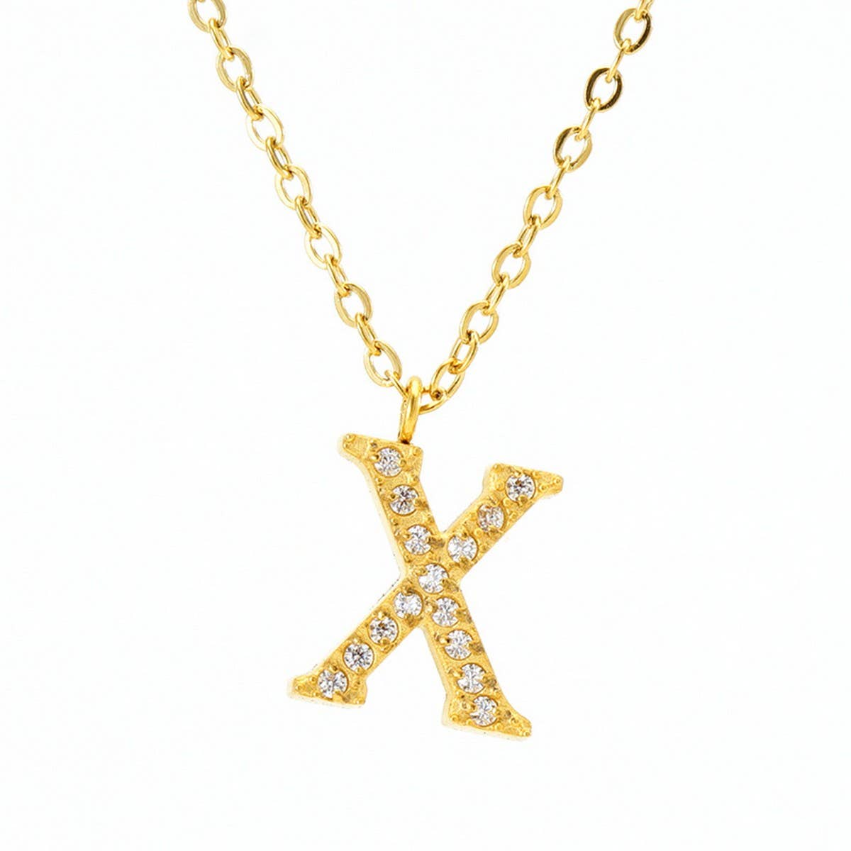 FASHION 26 LETTER DIAMOND PENDANT NECKLACE_CWAJE0684